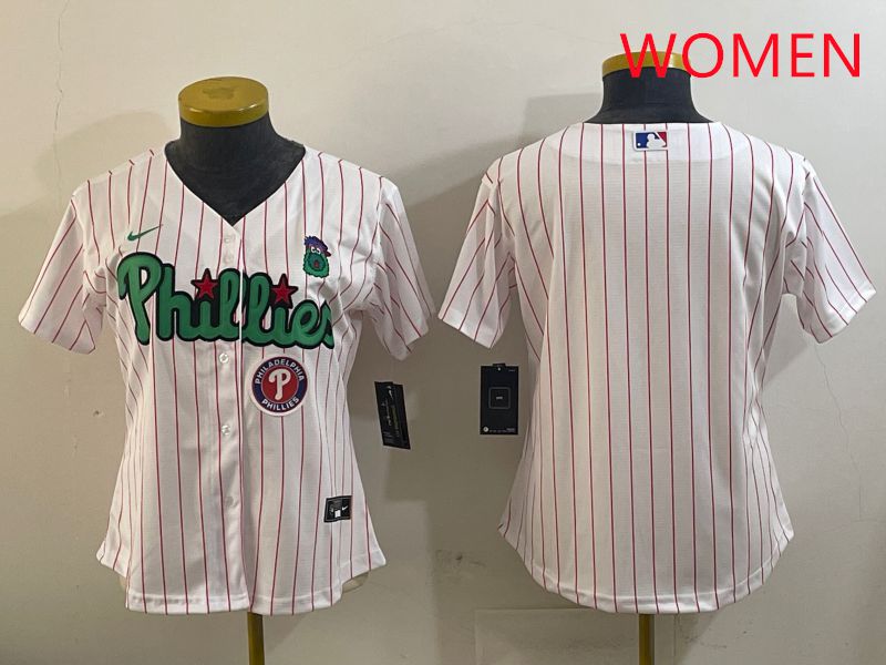 Women Philadelphia Phillies Blank White Stripe Second generation joint name 2025 Nike MLB Jersey style 3->women mlb jersey->Women Jersey